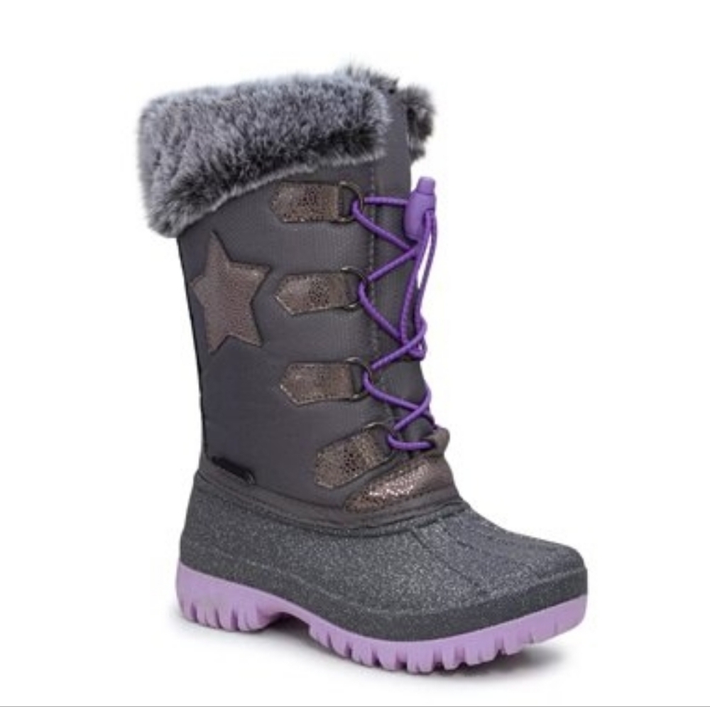 Elements Youth Girls Waterproof Star Pac Winter Boots Size 5 Grey Insulated